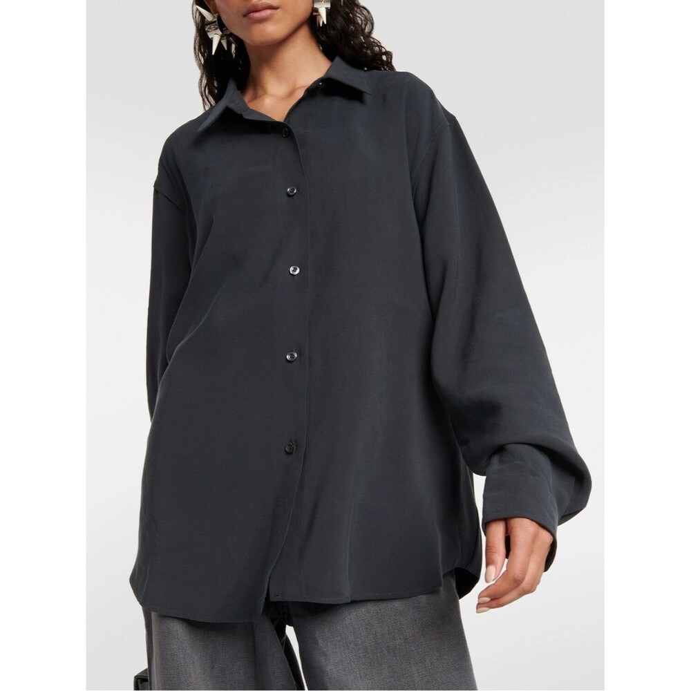 The Frankie Shop Lotta Fluid Shirt Charcoal NWT Large Oversized Button Up